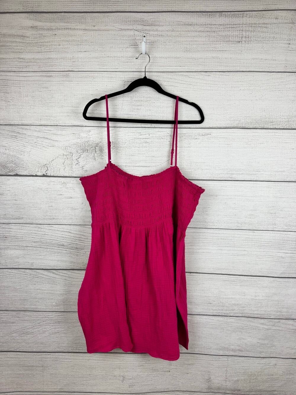 Time And Tru Plus Size Pink Smocked Gauze Sleeveless Cover Up Dress Size 3X